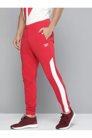 Reebok Men Red & White WCE Contrast Panelled Joggers