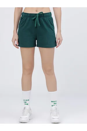 Tokyo Talkies Women Green Solid Regular Fit Sports Shorts