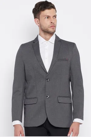 Crimsoune Club Men Grey Solid Single-Breasted Slim-Fit Formal Blazer
