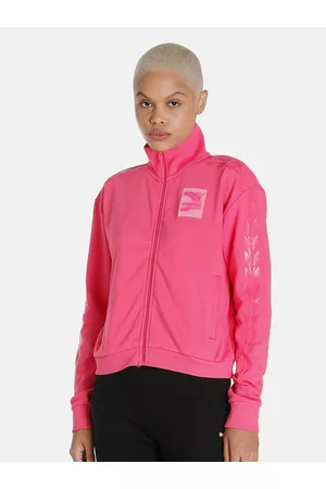PUMA Women Pink Cotton Evide Track Sweatshirt