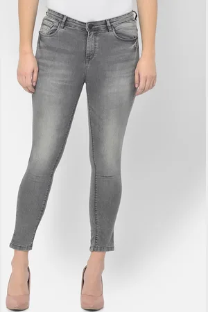 Crimsoune Club Women Grey Skinny Fit Heavy Fade Stretchable Jeans