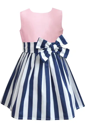 A.T.U.N. A T U N Pink & Blue Striped A-Line Dress