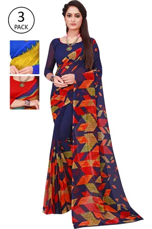 Saadhvi Navy Blue Pure Georgette Saree