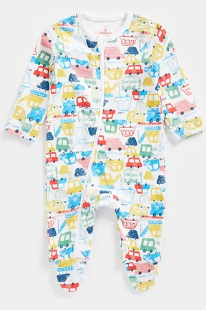 Mothercare Infant Boys Multicoloured Printed Pure Cotton Sleepsuit