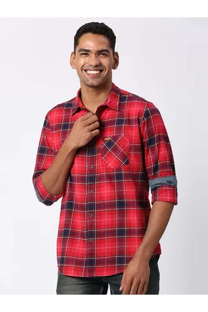 Pepe Jeans Men Tartan Checks Checked Cotton Casual Shirt