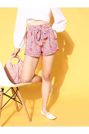 Berrylush Women Pretty Pink Floral Summer Shorts