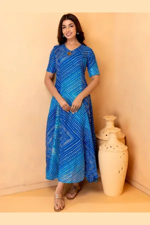Jaipur Blue Hand Dyed Kota Silk Dress
