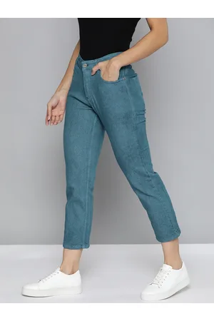 HARVARD Women Teal Green Straight Fit Stretchable Jeans