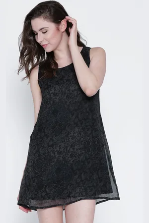 Sera Women Black Printed A-Line Dress