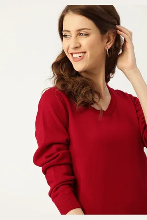 DressBerry Women Red Solid Sweater