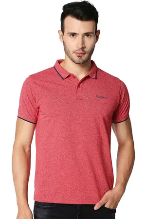 Pepe Jeans Men Red Polo Collar T-shirt