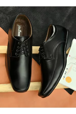 John Karsun Men Black Solid Formal Derbys