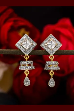 Aadita Gold-Toned Geometric Jhumkas Earrings