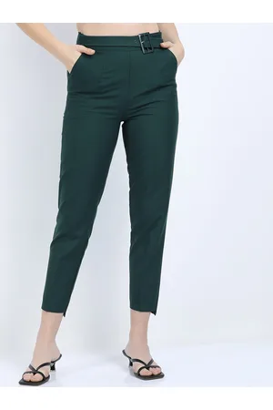 Tokyo Talkies Women Green Skinny Fit Chinos Trousers