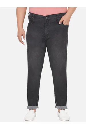 John Pride Plus Size Men Black Regular Fit Mid-Rise Clean Look Stretchable Jeans