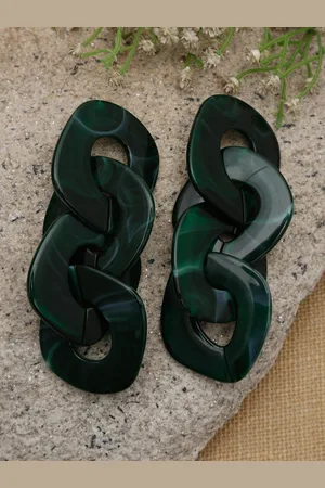 Celena Cole By YouBella Women Green Contemporary Drop Earrings