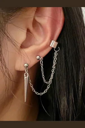 Yellow Chimes Women Silver-Plated Three Layered Ear Cuff