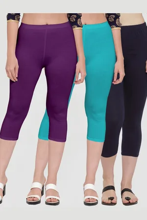 Jinfo Women Purple & Navy Blue Pack Of 3 Solid Capris
