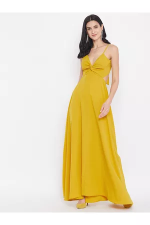 Berrylush Women Yellow Solid Maxi Dress