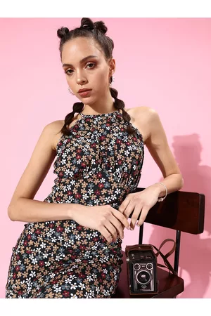 KASSUALLY Women Chic Multi-Coloured Floral Bustier Dress