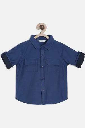 MINI KLUB Boys Blue Regular Fit Solid Casual Shirt