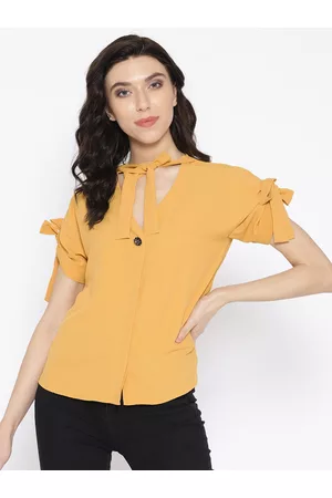 OVS Women Mustard Yellow Solid Shirt Style Top
