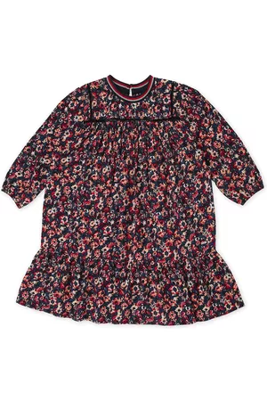 Pepe Jeans Girls Red & Blue Floral Printed Drop-Waist Dress