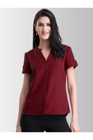 FableStreet Women Red Solid Top