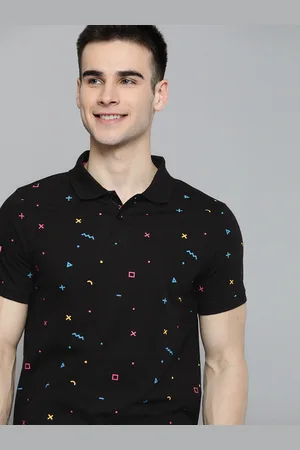 Mast & Harbour Men Black Printed Cotton Polo Collar T-shirt