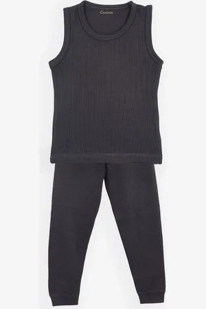 Kanvin Boys Charcoal Grey Solid Thermal Set