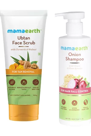 Mamaearth Sustainable Set of Onion Hair Fall Control Shampoo & Face Scrub