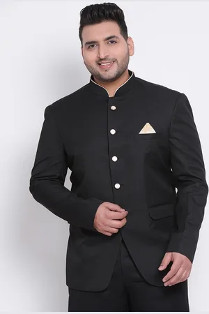 Hangup Men Black Solid Single-Breasted Bandhgala Blazer