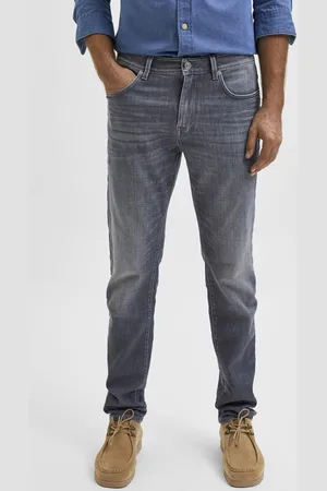 SELECTED Men Grey Low-Rise Heavy Fade Stretchable Jeans