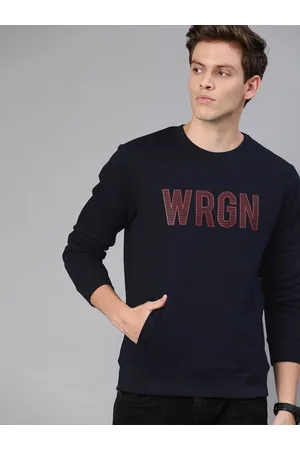 WROGN Men Navy Blue Printed Pullover Sweatshirt