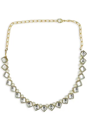 Akshara Clothing Girls Gold-Toned & White Alloy Gold-Plated Handcrafted Necklace