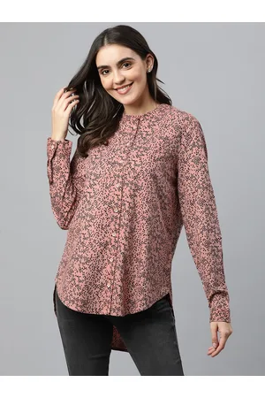 Marks & Spencer Peach-Coloured Print Shirt Style Top