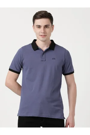 Lee Men Blue Polo Collar Slim Fit Cotton T-shirt