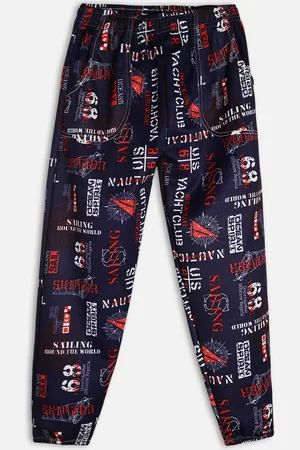 Fashionable Boys Navy Blue Colour Printed Track Pant