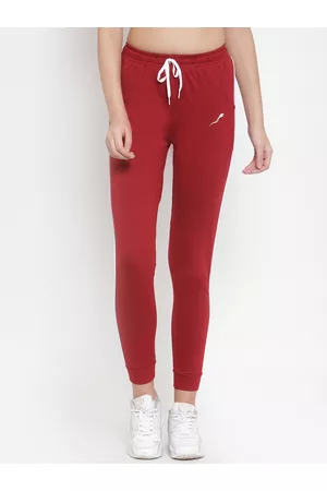 Boston Club Women Maroon Solid Slim-Fit Joggers