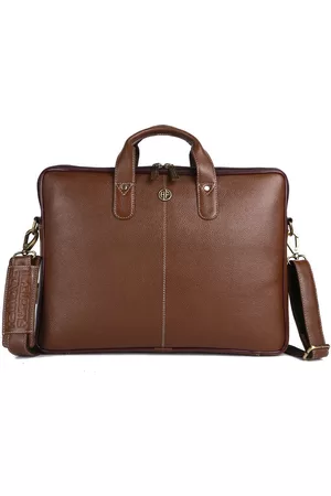 HAMMONDS FLYCATCHER Men Brown Leather Laptop Bag