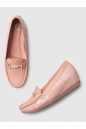 Marc Loire Women Pink Textured Comfort Insole Wedge Loafers