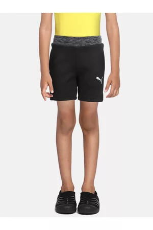 PUMA Boys Black & Grey Melange Evostripe B Colourblocked Regular Fit Regular Shorts