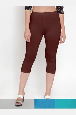 Jinfo Women Brown & Blue Pack Of 3 Solid Capris