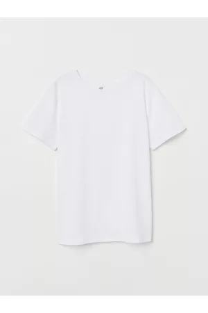 H&M HM Boys White Solid Pure Cotton T-shirt
