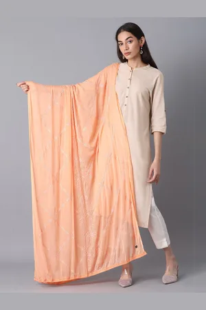 Elleven Women Peach Ethnic Motifs Embroidered Dupatta