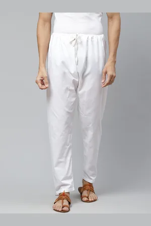 MANQ Men White Solid Pants Cut Pyjama