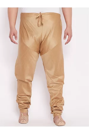 Vastramay Men Gold-Coloured Silk Blend Pyjama