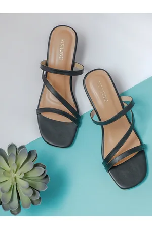 Vishudh Women Black Solid Block Sandals