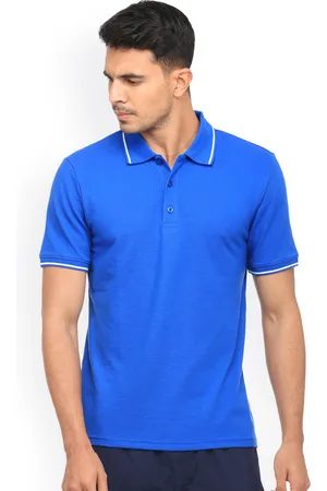 PUMA Men Blue Solid Polo Collar T-shirt