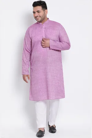 Hangup Plus Size Men Purple Thread Work Kurta